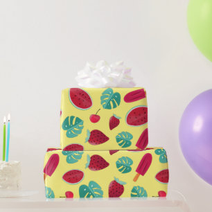 Papel De Regalo Hojas de pavimento, cereza, fresa y sandía