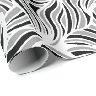 Papel De Regalo Hojas de plata y negro