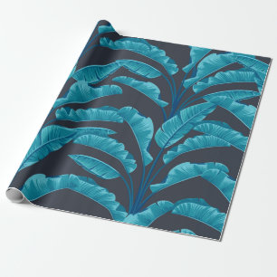 Papel De Regalo Hojas de plátano sin foco. Patrón tropical vinta