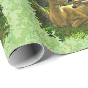 Papel De Regalo Hojas de primavera de ciervo blanco y alba