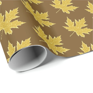 Papel De Regalo Hojas de roble - bronceado de camello y marrón