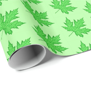 Papel De Regalo Hojas de roble - tonos verdes