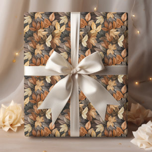 Papel De Regalo Hojas doradas de otoño marrón Follaje de otoño