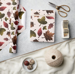 Papel De Regalo Hojas espárricas otoño patrón de chispas otoño