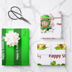 Papel de Regalo Hojas Feliz Cumpleaños San Patrici