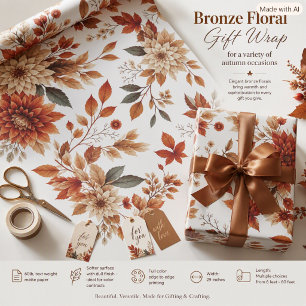 Papel De Regalo Hojas florales de bronce de otoño estacionales  
