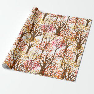 Papel De Regalo Hojas forestales de árboles otoñales