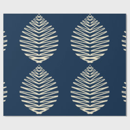 Papel De Regalo Hojas geométricas | Azul marino y beige