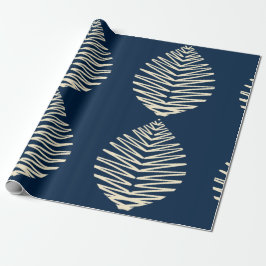 Papel De Regalo Hojas geométricas | Azul marino y beige