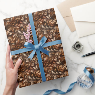 Papel De Regalo Hojas Marrones Acuarela