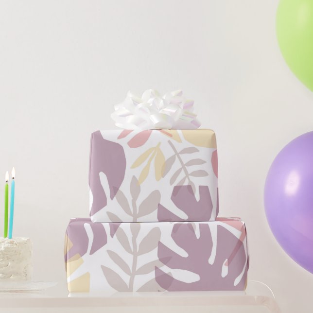 Papel De Regalo Hojas Monstera de lavanda amarilla Tropical Pastel (Regalos de fiesta)