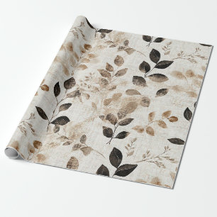 Papel De Regalo Hojas prensadas terrosas con encanto atemporal