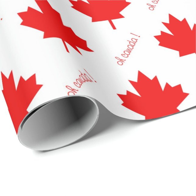 Papel De Regalo Hojas rojas de arce canadienses en blanco (Esquina del rollo)