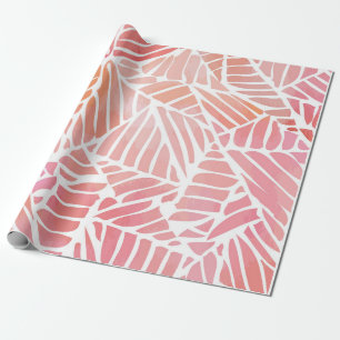Papel De Regalo Hojas rosas y rosas abstractas