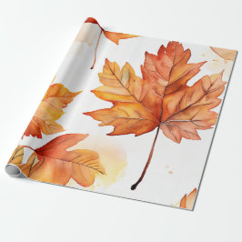 Papel De Regalo Hojas rusticas: Patrones cálidos de otoño