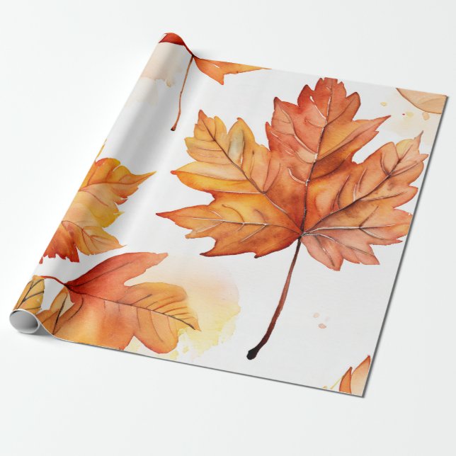 Papel De Regalo Hojas rusticas: Patrones cálidos de otoño (Desenrollado)