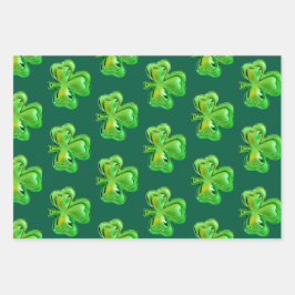 Papel de regalo hojas trébol día de San Patricio