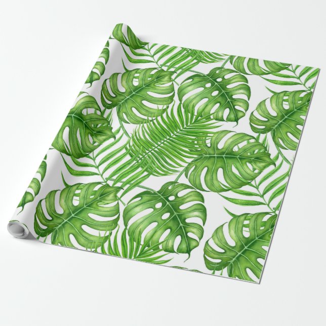 Papel De Regalo Hojas tropicales (Desenrollado)