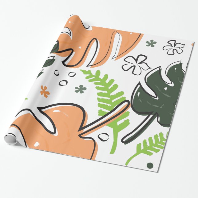 Papel De Regalo hojas tropicales (Desenrollado)