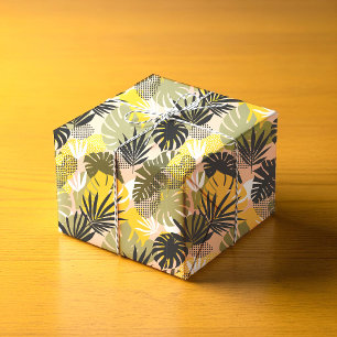 Papel De Regalo Hojas Tropicales Abstractas Modernas y Lunares