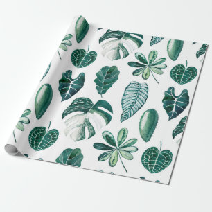 Papel De Regalo Hojas tropicales acuarela patrón transparente con