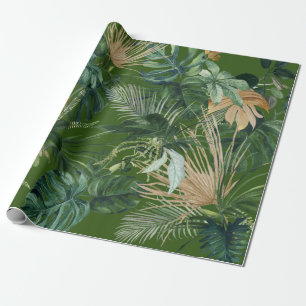 Papel De Regalo Hojas Tropicales Acuarela Verde