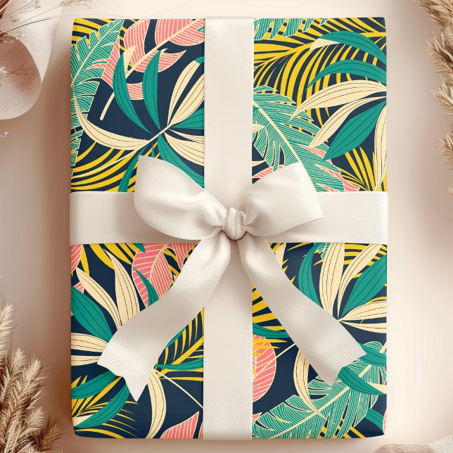 Papel De Regalo Hojas tropicales botánicas de verano (Subido por el creador)