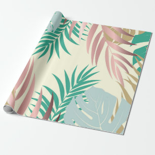 Papel De Regalo Hojas tropicales cortas