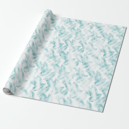 Papel De Regalo Hojas tropicales de Mint Aqua Ombre