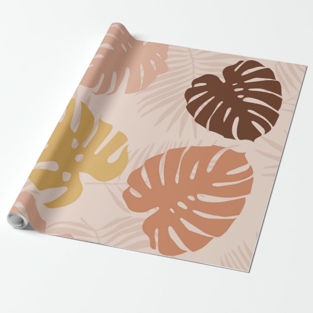 Papel De Regalo Hojas tropicales de palma (Desenrollado)