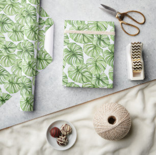 Papel De Regalo Hojas tropicales de palma verde