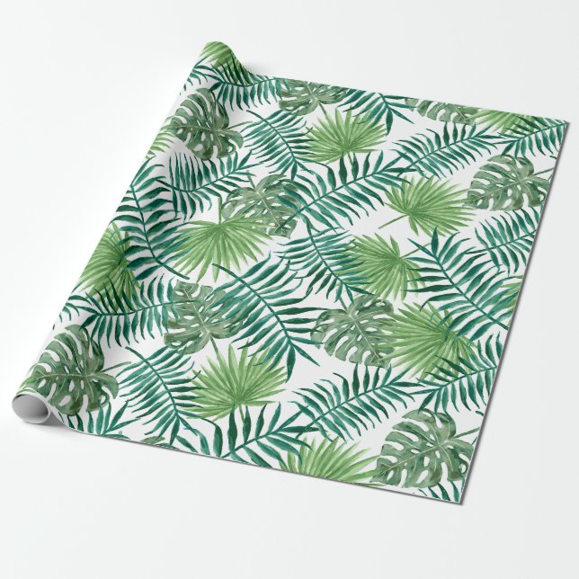 Papel De Regalo Hojas tropicales de selva (Desenrollado)