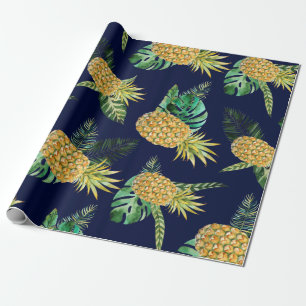 Papel De Regalo Hojas tropicales, modelo de la piña de la acuarel