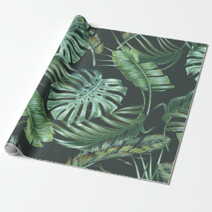 Papel De Regalo Hojas tropicales, monstera, hoja de plátano, foli