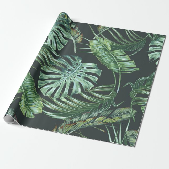Papel De Regalo Hojas tropicales, monstera, hoja de plátano, folia (Desenrollado)