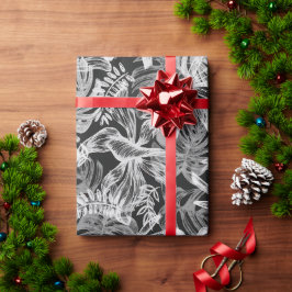 Papel De Regalo Hojas tropicales negras y blancas