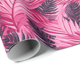 Papel De Regalo Hojas Tropicales Rosadas