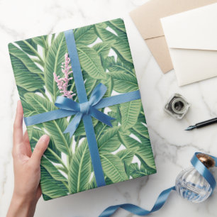 Papel De Regalo Hojas tropicales verdes de plátano