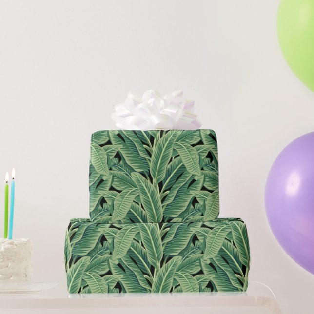 Papel De Regalo Hojas tropicales verdes de plátano (Regalos de fiesta)