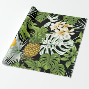 Papel De Regalo Hojas tropicales y frutos sin fisuras