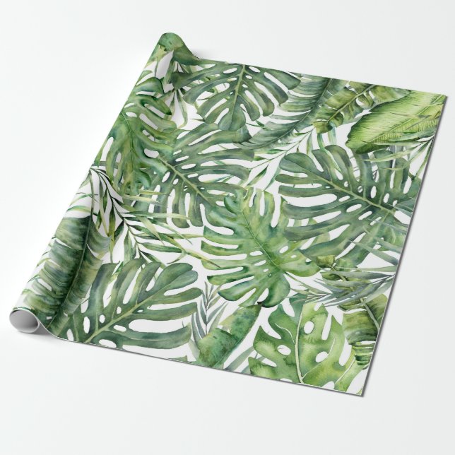 Papel De Regalo Hojas verdes de palma tropical Brisa de verano de  (Desenrollado)