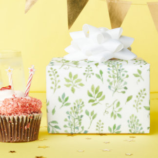 Papel De Regalo Hojas verdes simples y lindas patrón de acuarela