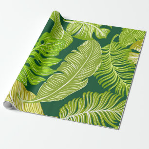 Papel De Regalo hojas verdes tropicales