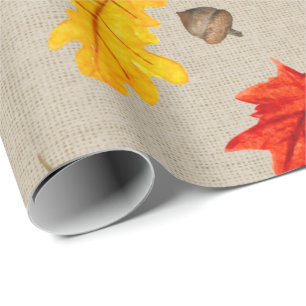 Papel De Regalo Hojas y bellotas de otoño