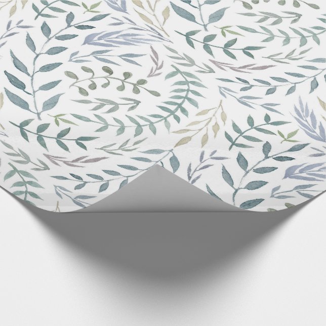 Papel De Regalo Hojas y follaje rústicos de la acuarela (Esquina)