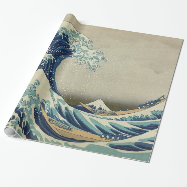 Papel De Regalo Hokusai La Gran Ola de la Galería KanagawaHD (Desenrollado)