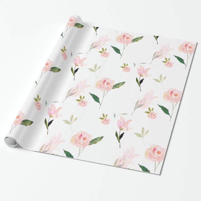 Papel De Regalo Hola acuarela hermosa floral (Desenrollado)