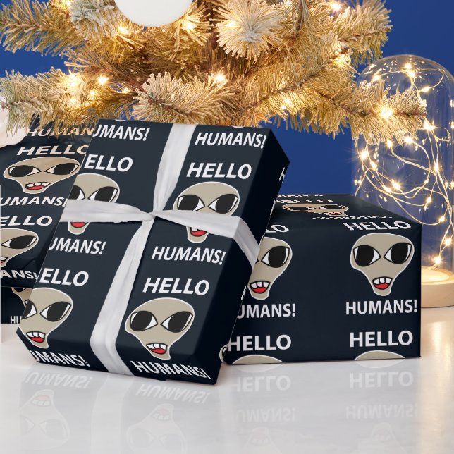 Papel De Regalo Hola Alien Humanos Divertido  (Vacaciones)