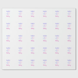 Papel De Regalo Hola bebé púrpura púrpura nombre de corazón acuare