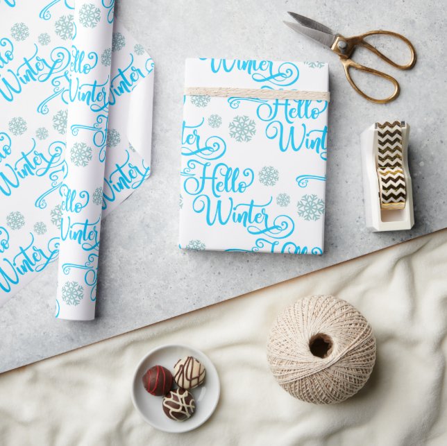 Papel De Regalo Hola copos de invierno (Artesanía)